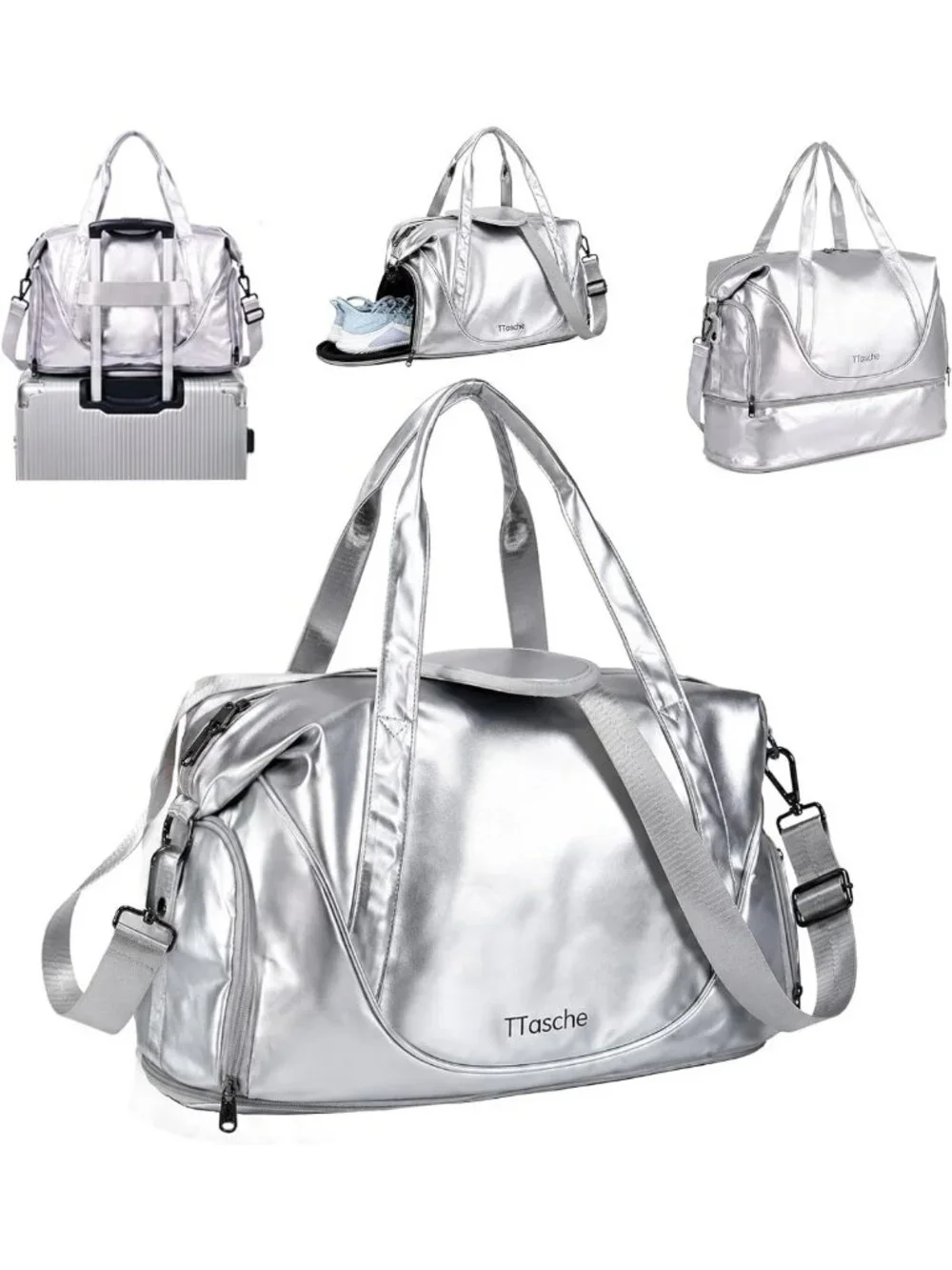 Expandable Travel Gym Duffel Bag with Shoe Compartment for Women & Men